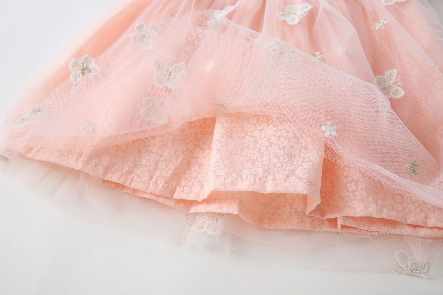 2 pcs set baby dress Petal shape collar and embroidered butterfly + hat