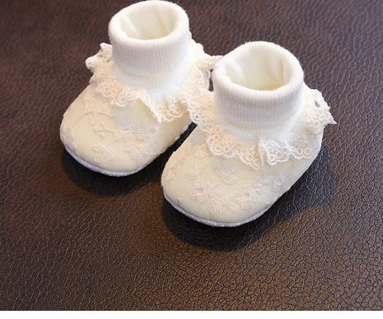 Baby Fur Lined Soft Sole Boots beige color