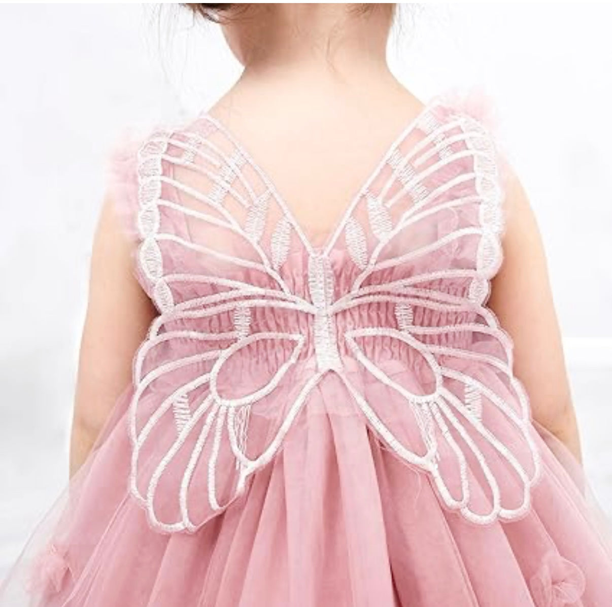 Multi layered Tutu dress with big butterfly at back and flowers