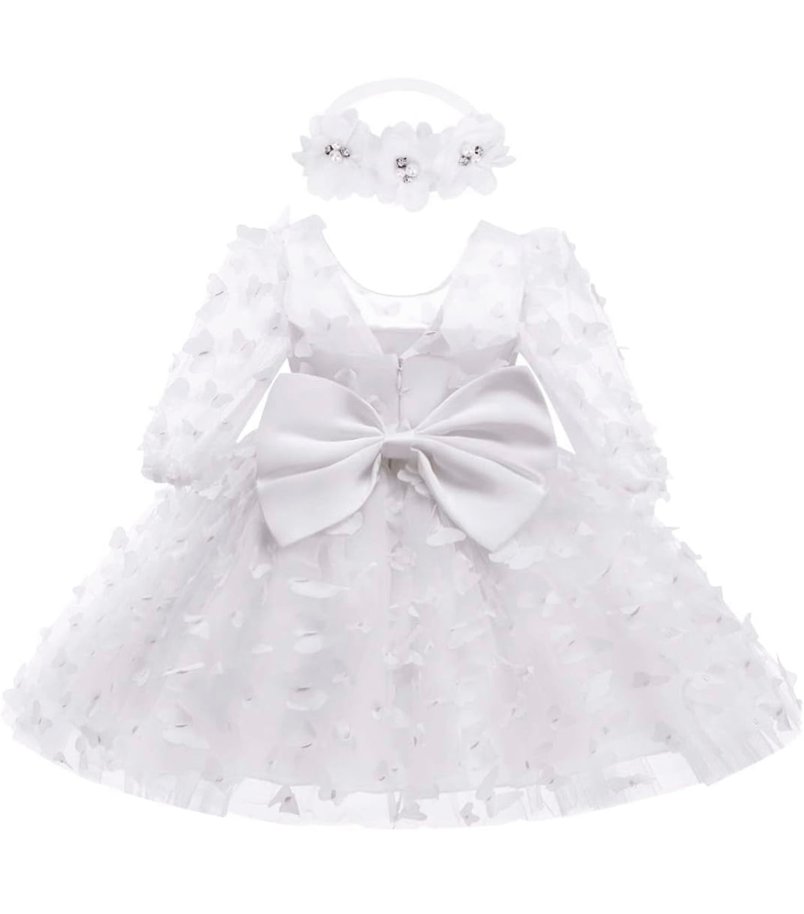 Luxury 3D butterfly tulle dress + headband