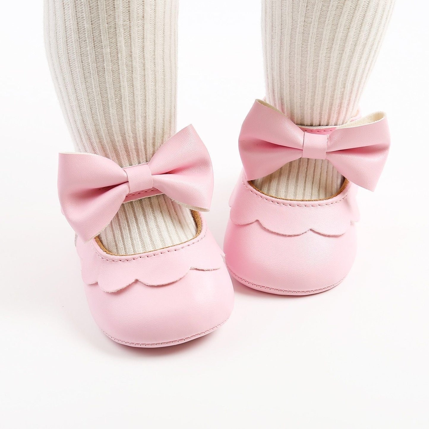 Baby pre-walker leather shoes with bow knot