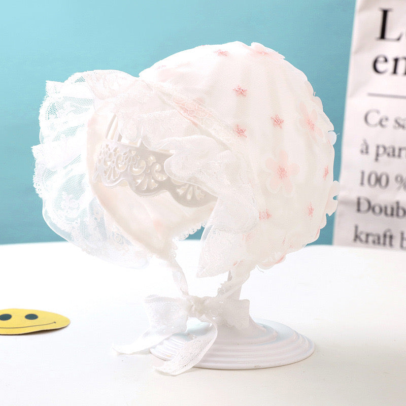 Baby hat double layer with flowers