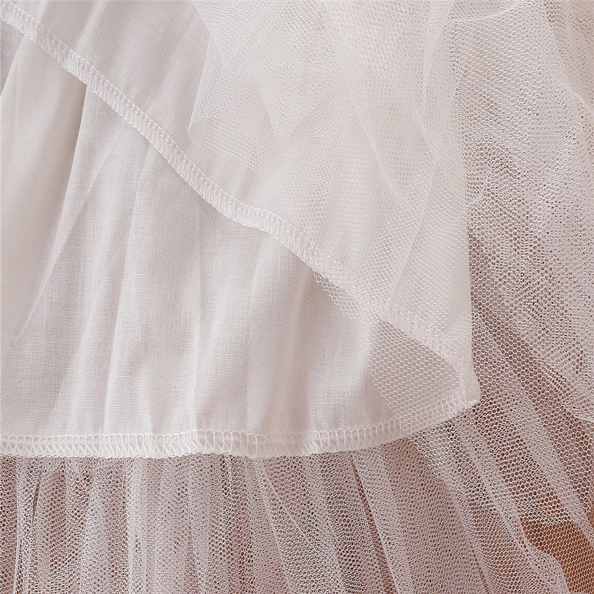 Kids long sleeve princess dress tutu skirt hollow lace sleeve