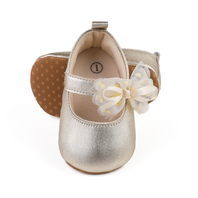 baby learher pre-walker shoes with flower soft sole 3 color
