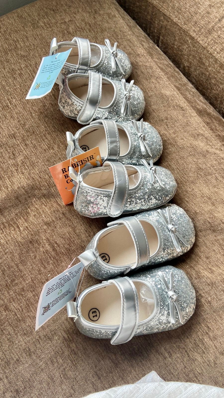 Baby pre-walker leather shoes silver