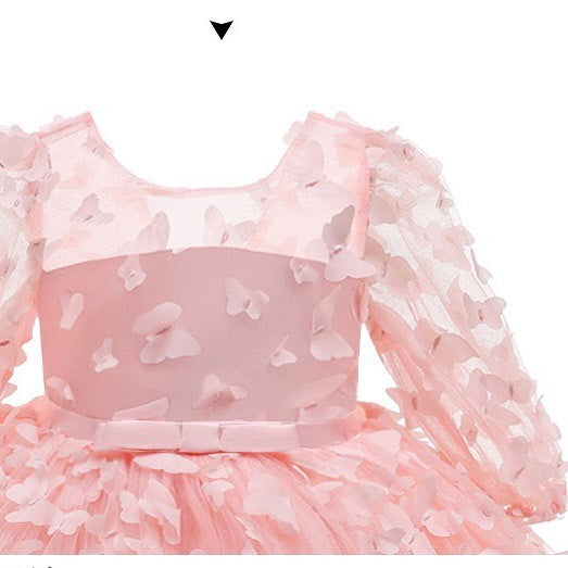 Luxury 3D butterfly tulle dress + headband