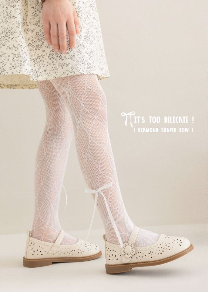 lace mesh tights with hollow diamond bow for summer