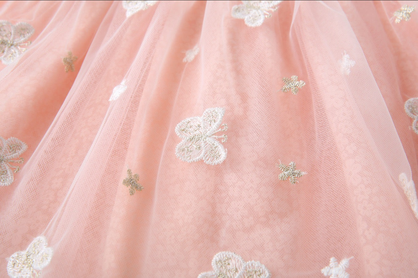 2 pcs set baby dress Petal shape collar and embroidered butterfly + hat
