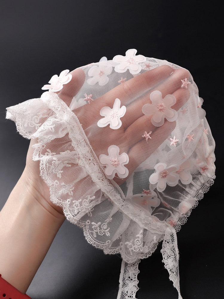 Baby hat double layer with flowers