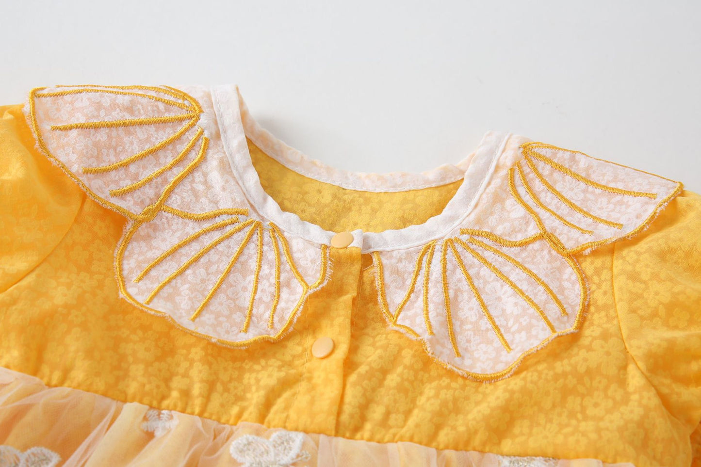 2 pcs set baby dress Petal shape collar and embroidered butterfly + hat