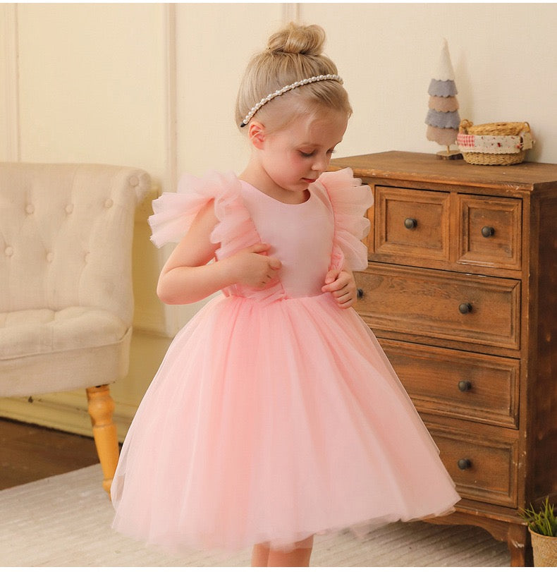 kids elegant princess dress back see through