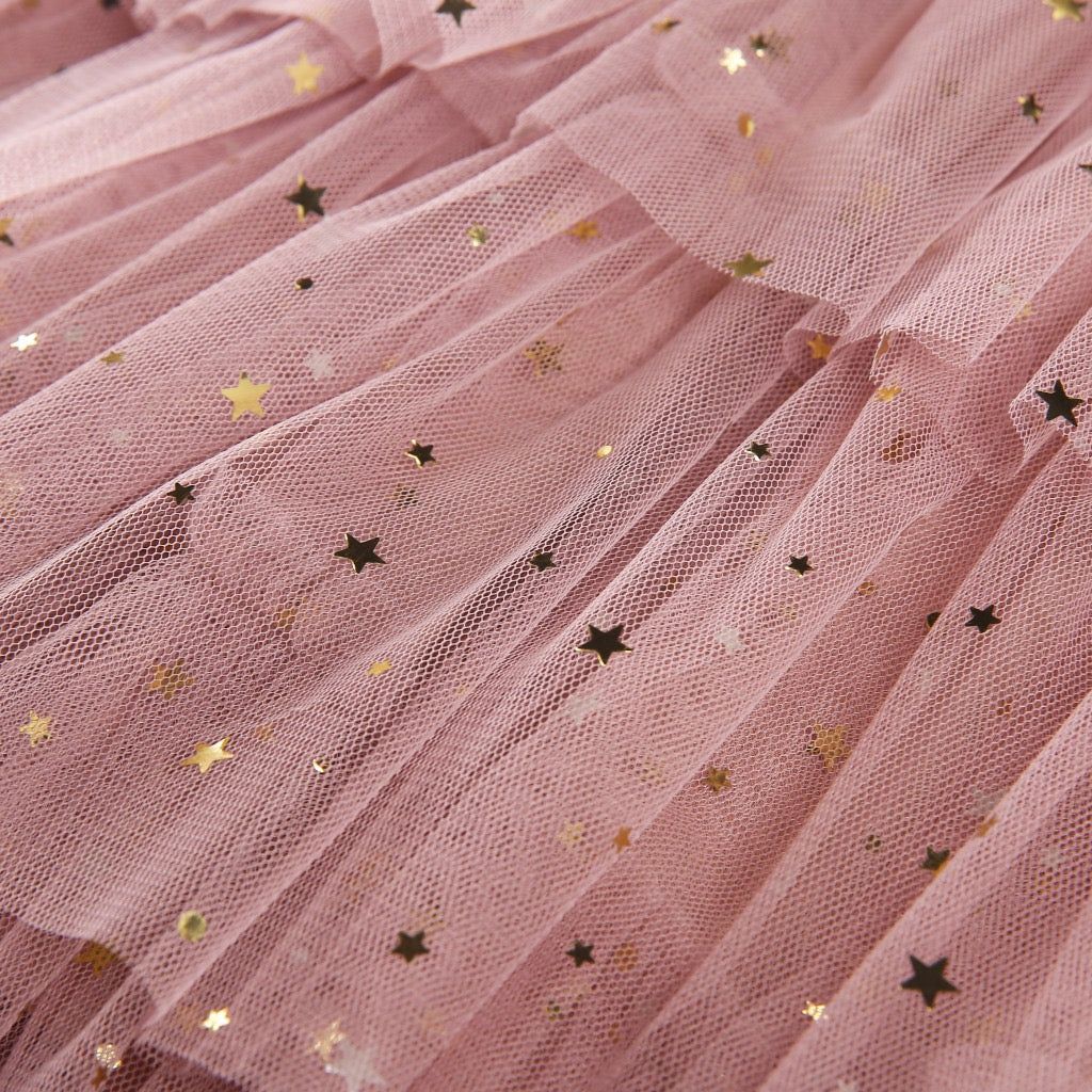 Layered Tulle Dress Flutter Sleeve Princess Cake Dress