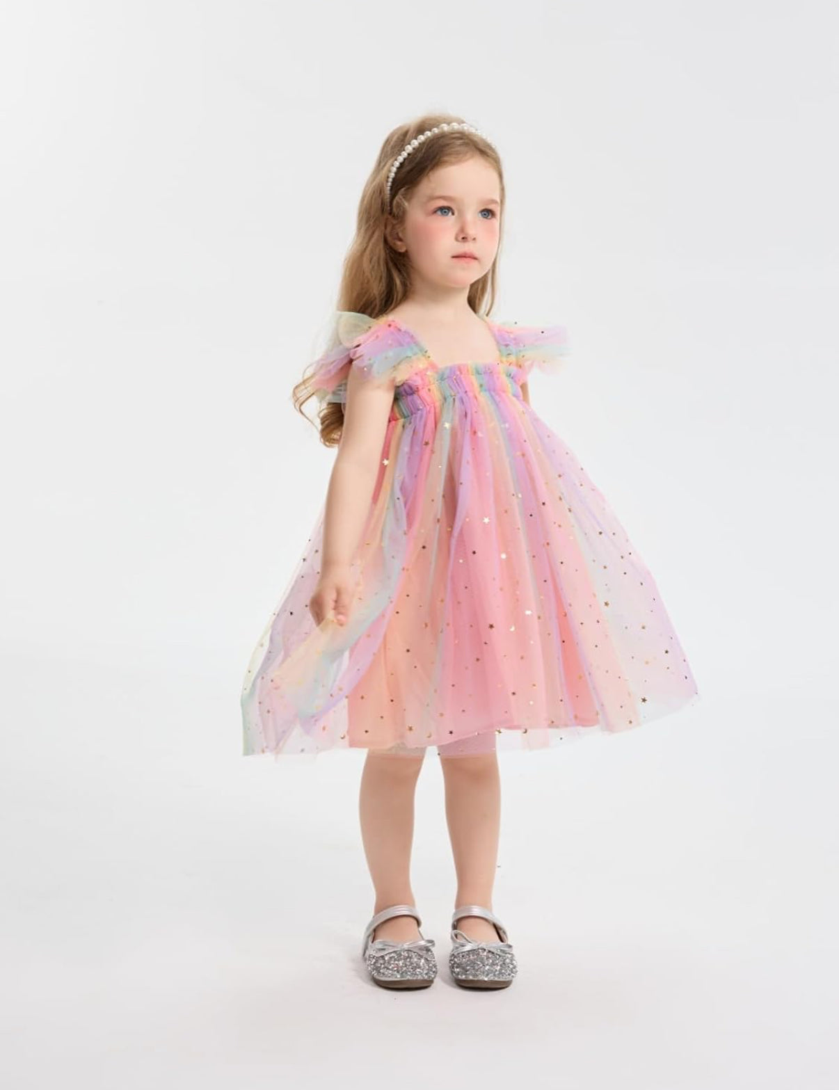 Tutu dress with big butterfly at back and star sequins