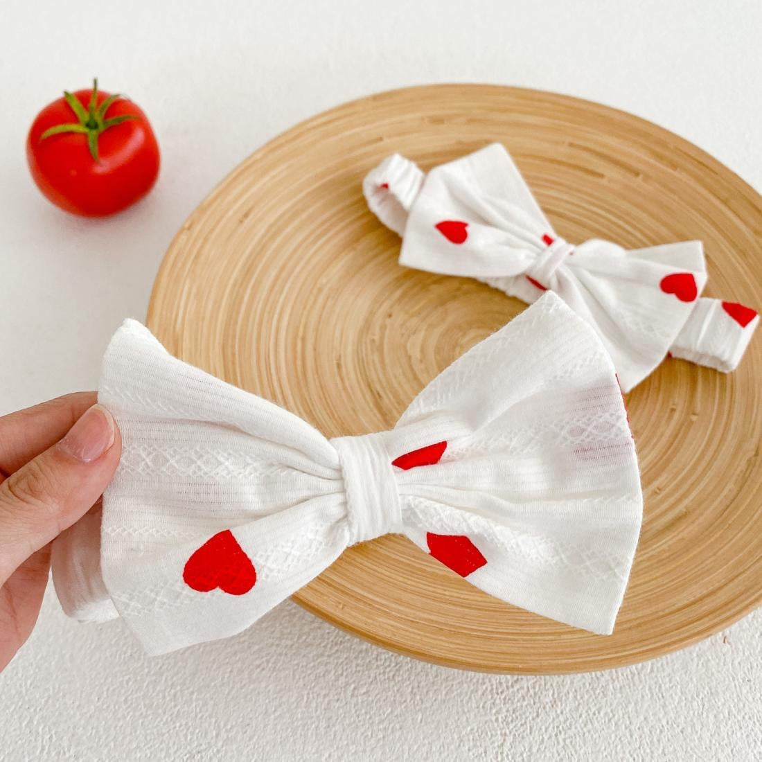 Cotton dress with printed hearts + headband at