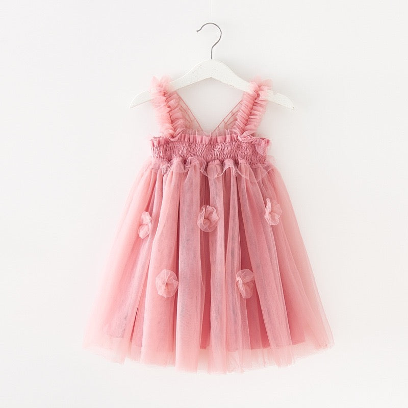 Multi layered Tutu dress with big butterfly at back and flowers
