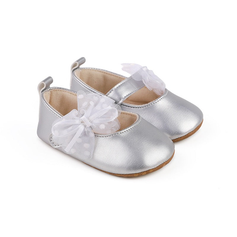 baby learher pre-walker shoes with flower soft sole 3 color