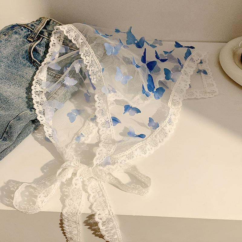 For kids and ladies Gradient Mesh Butterfly Edged triangle Scarf