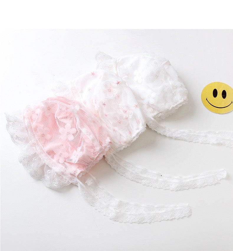 Baby hat double layer with flowers