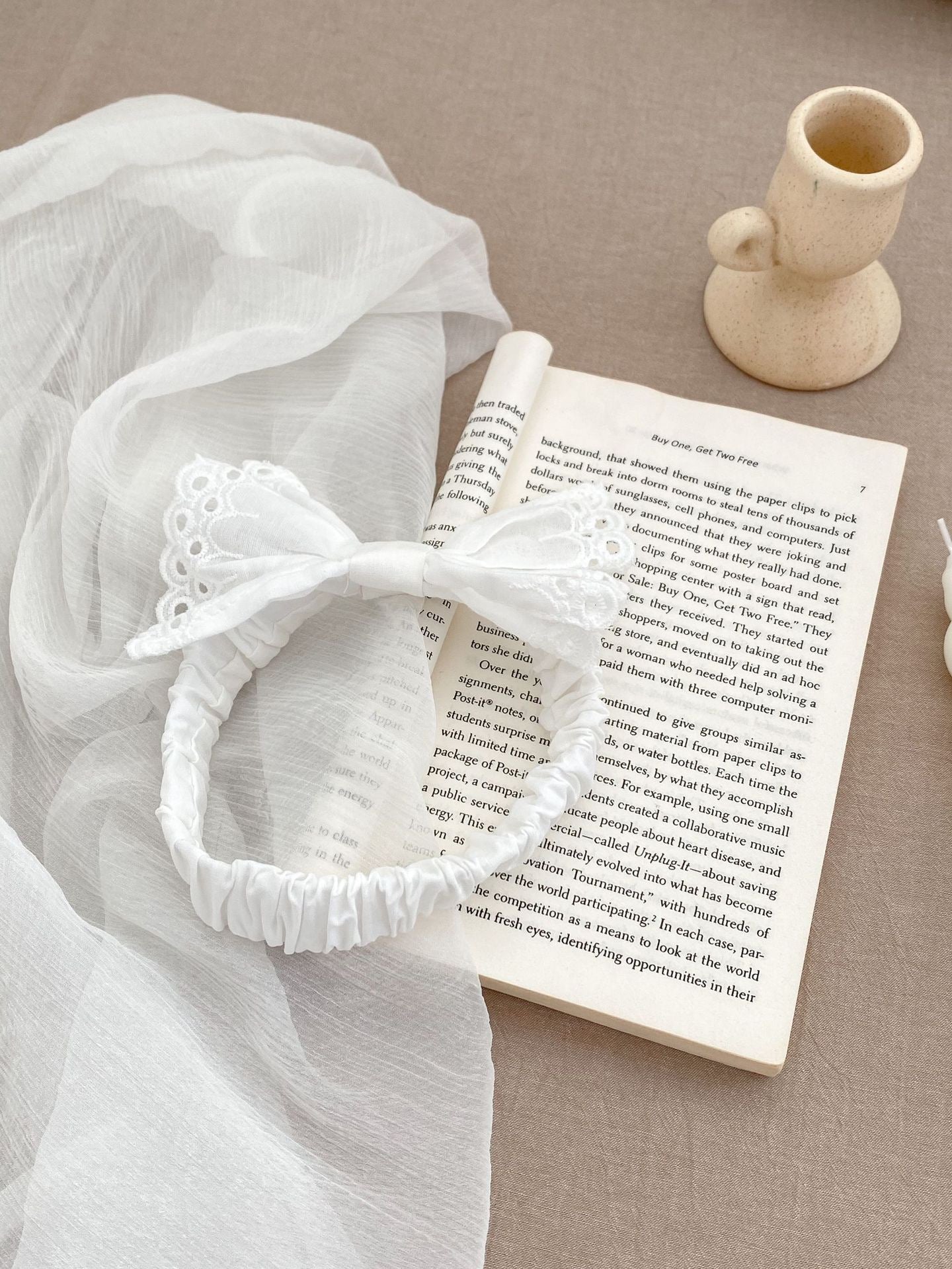 Simple 100% cotton flying sleeve dress + headband white