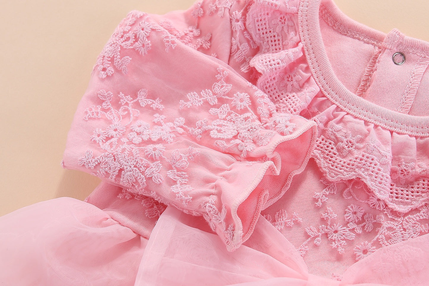 set of 2 pcs long sleeve  dress with bow at waist + hat for baby girls 3 colors