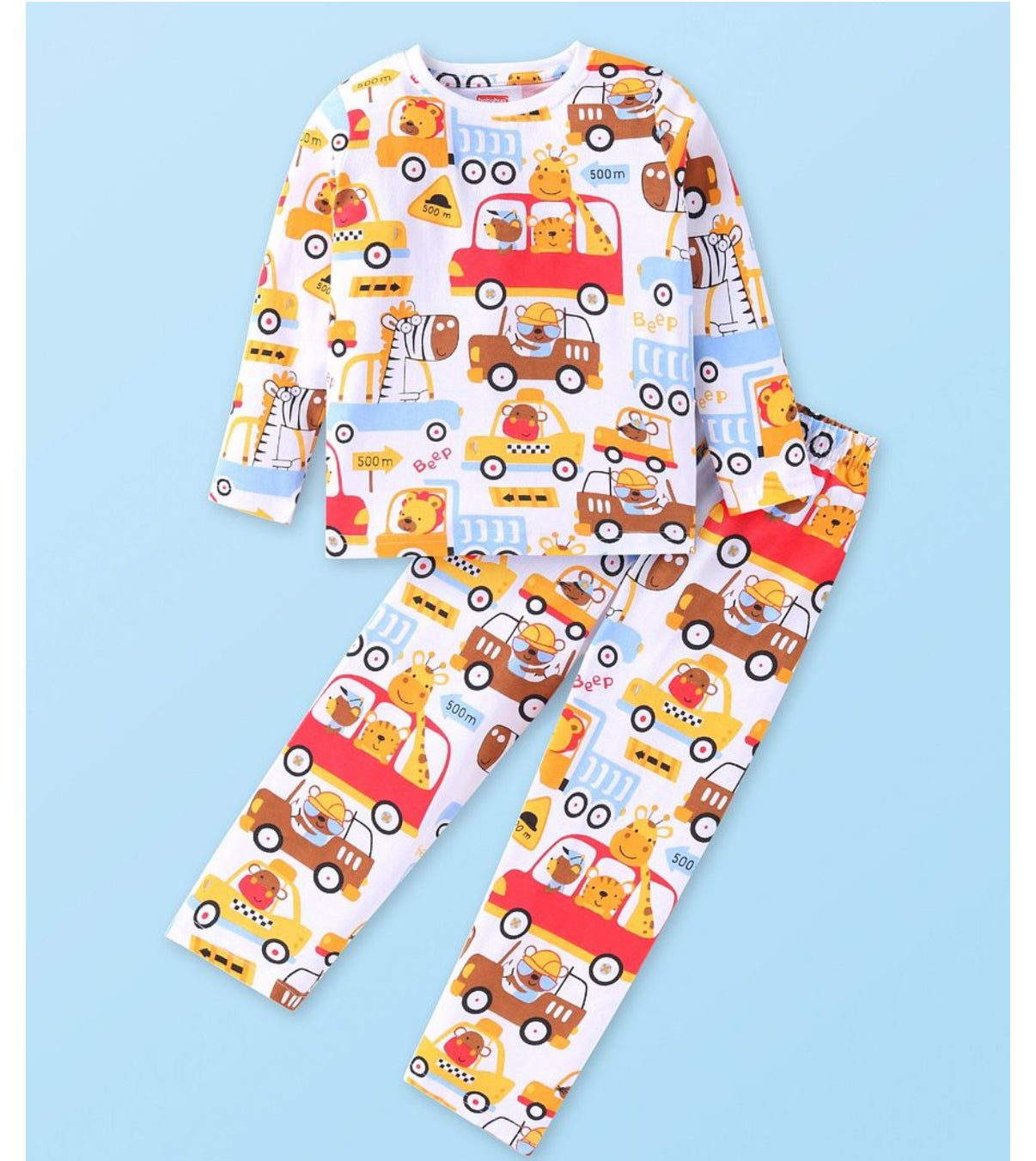 2pcs Pyjama set printed cars 100% cotton