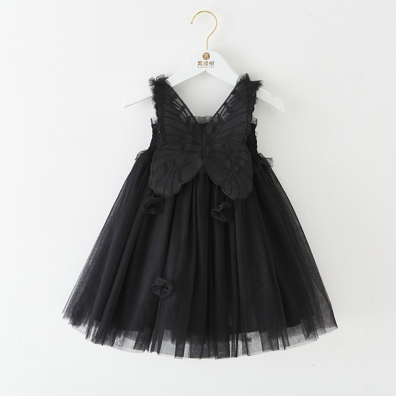 Multi layered Tutu dress with big butterfly at back and flowers