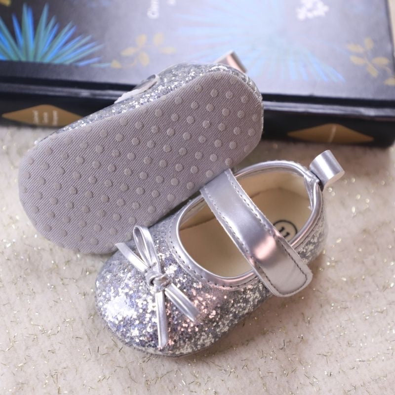 Baby pre-walker leather shoes silver