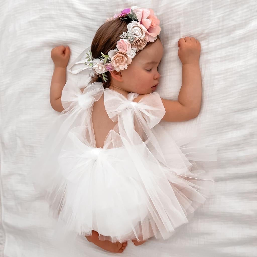 Baby Girl romper dress tulle skirt adjustable straps 2 color