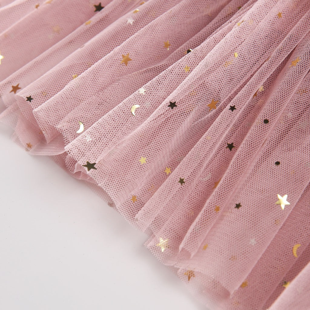 Layered Tulle Dress Flutter Sleeve Princess Cake Dress