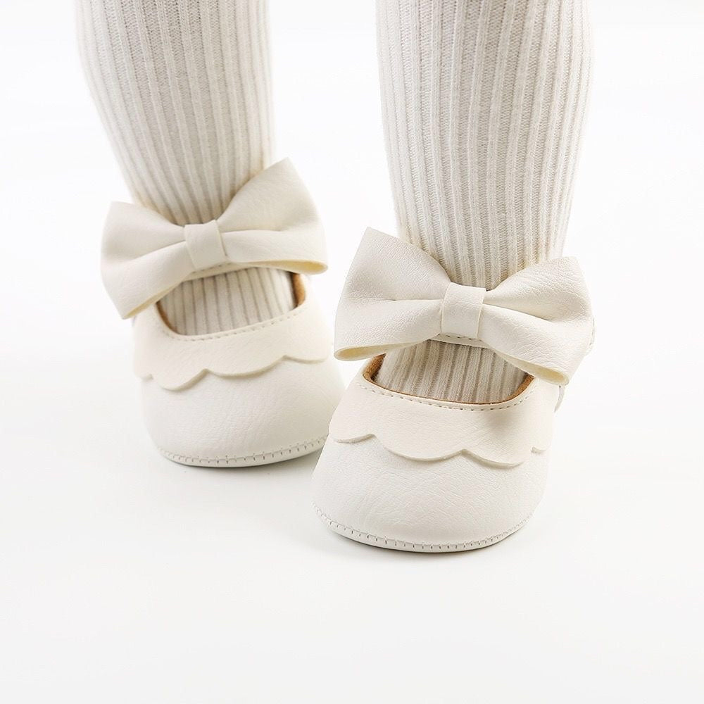 Baby pre-walker leather shoes with bow knot