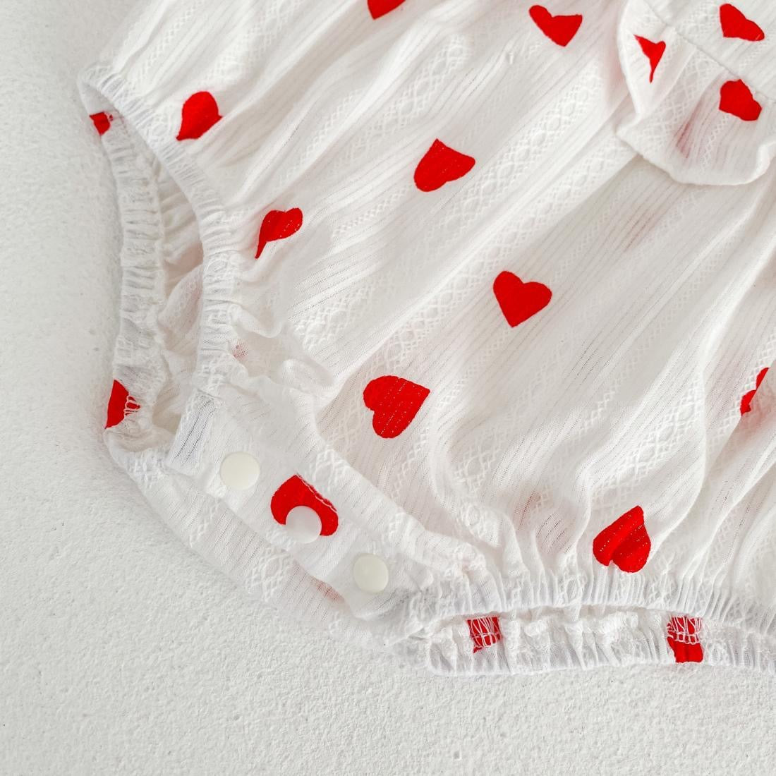 Cotton dress with printed hearts + headband at