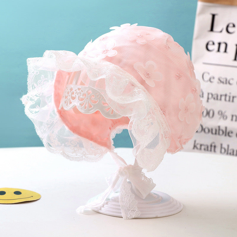 Baby hat double layer with flowers