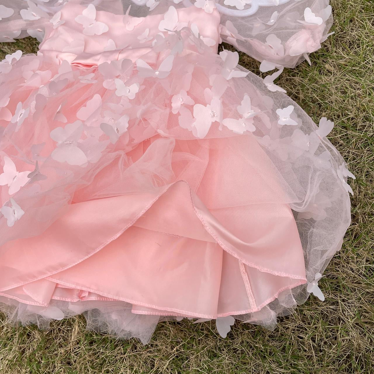 Luxury 3D butterfly tulle dress + headband