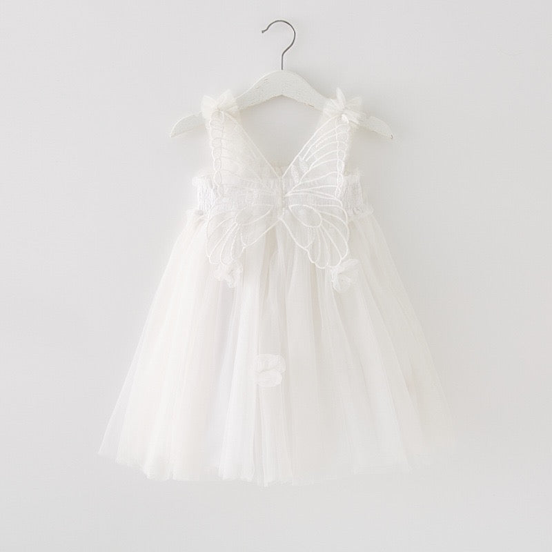 Multi layered Tutu dress with big butterfly at back and flowers