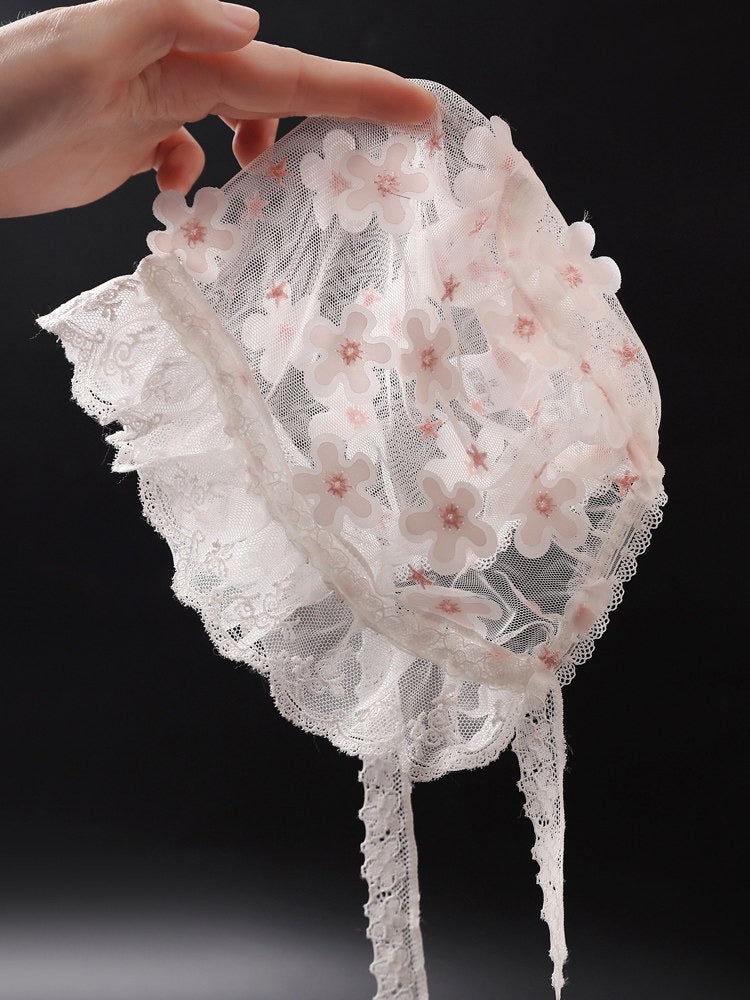 Baby hat double layer with flowers