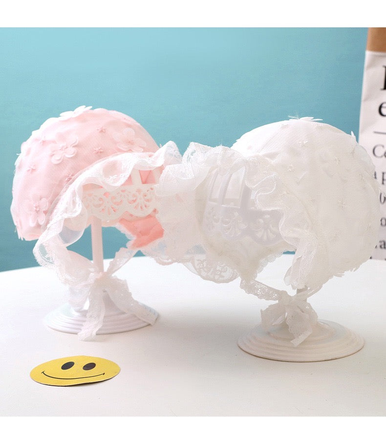 Baby hat double layer with flowers