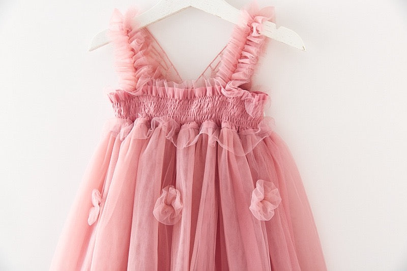 Multi layered Tutu dress with big butterfly at back and flowers