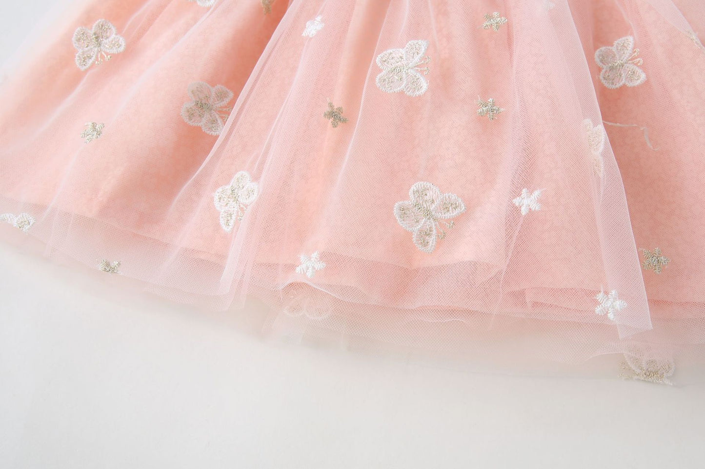 2 pcs set baby dress Petal shape collar and embroidered butterfly + hat