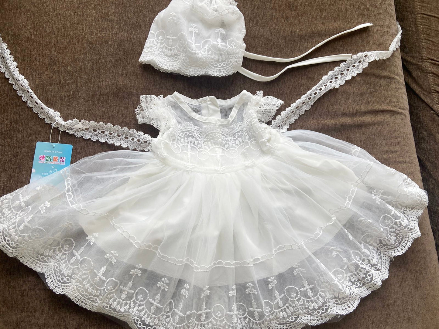 Christening baby dress  Baptism Dress with hat
