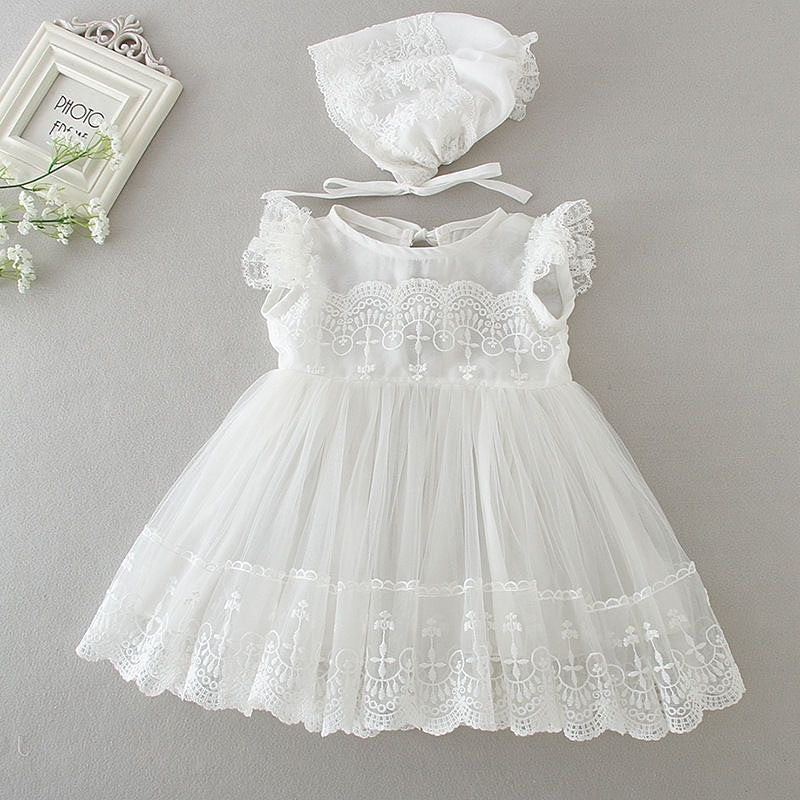 Christening baby dress  Baptism Dress with hat