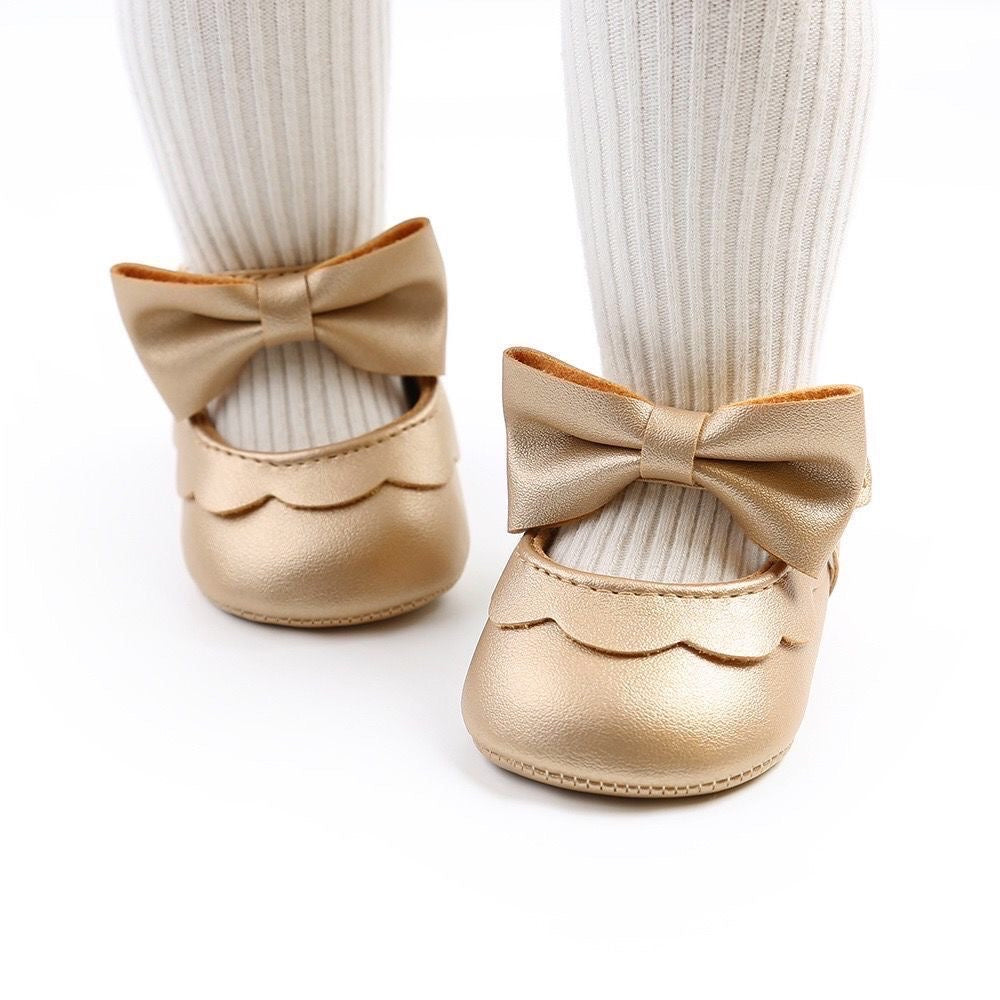 Baby pre-walker leather shoes with bow knot