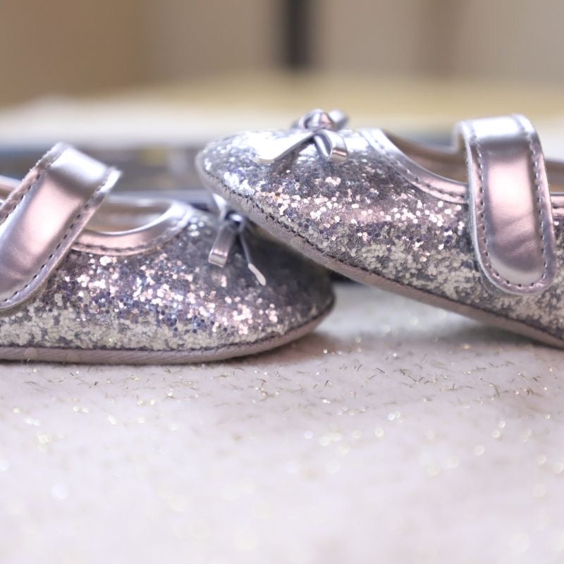 Baby pre-walker leather shoes silver