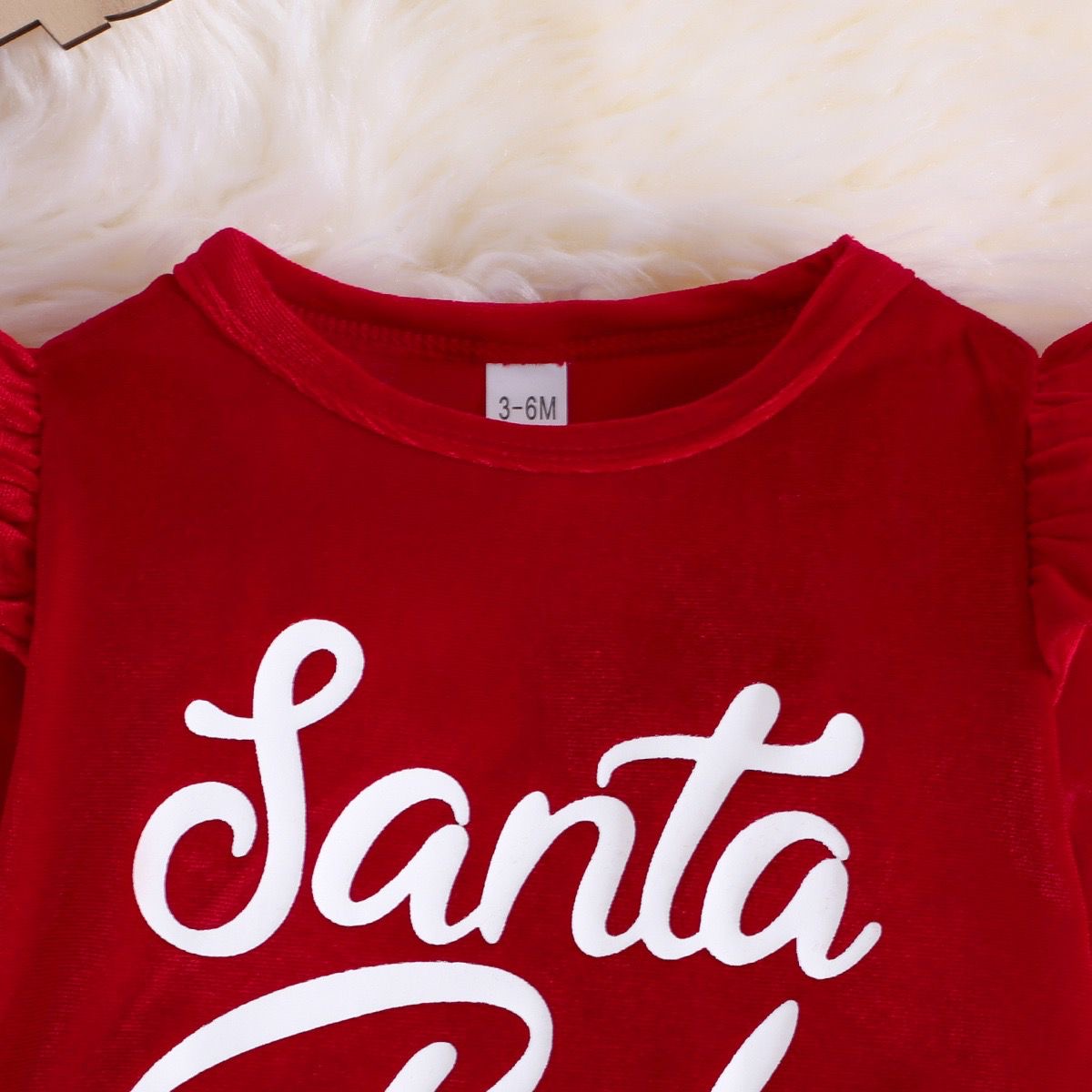 طقم مكون من 4 قطع لعيد الميلاد، مصنوع من المخمل، بأكمام طويلة، يتضمن: جمبسوت، بنطال، قبعة، وعصابة رأس.