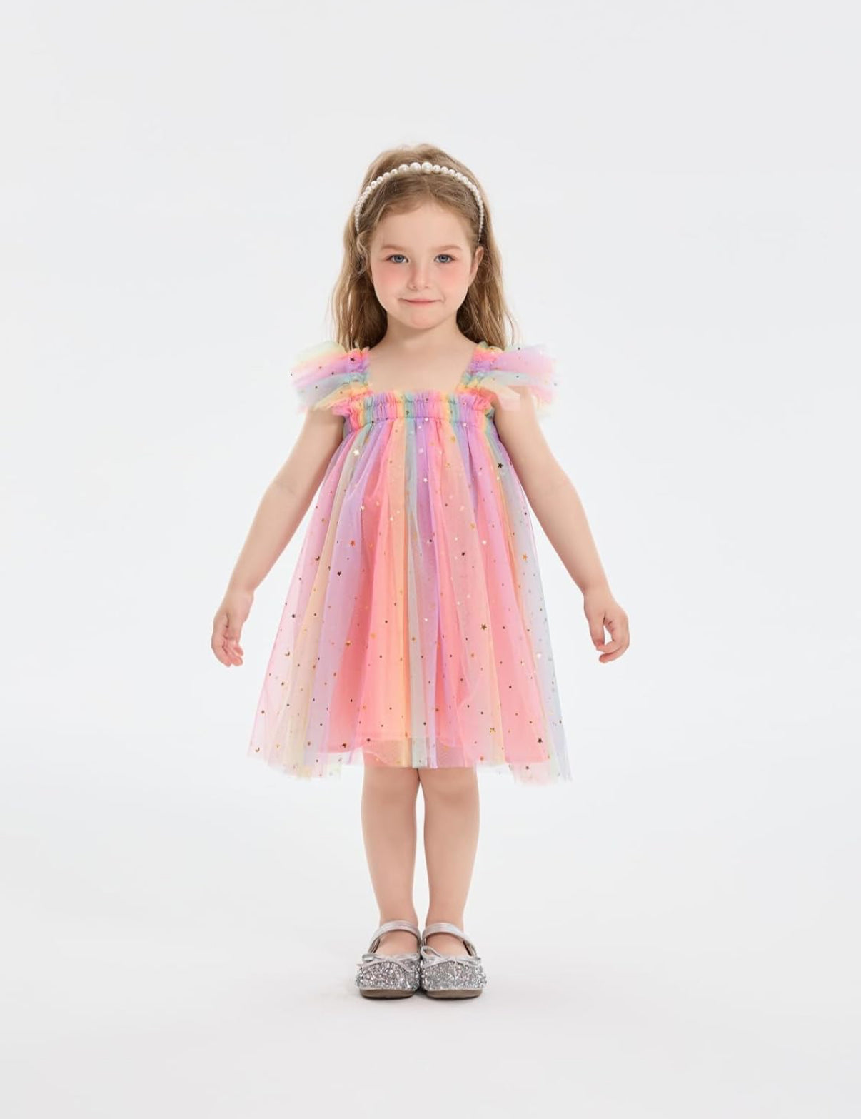 Tutu dress with big butterfly at back and star sequins