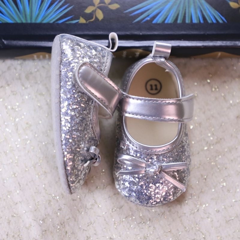 Baby pre-walker leather shoes silver