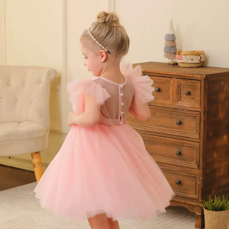 kids elegant princess dress back see through