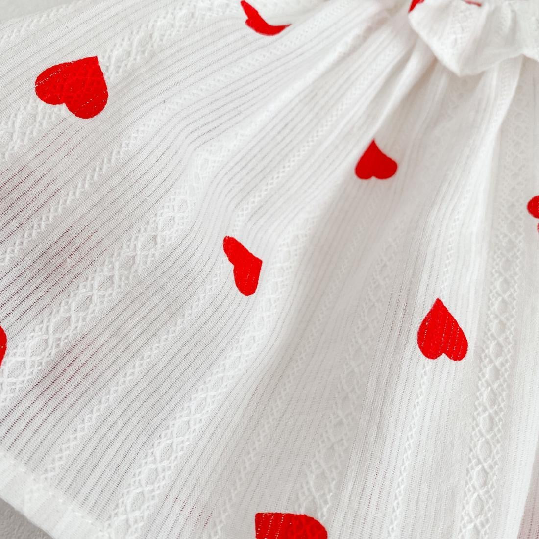 Cotton dress with printed hearts + headband at