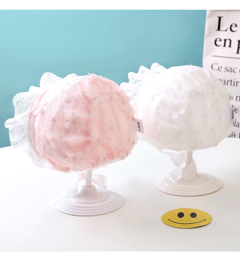 Baby hat double layer with flowers