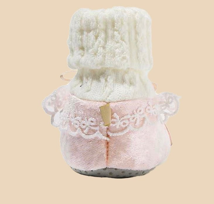 baby Fur Lined Soft Sole Boots with bow knot pink color