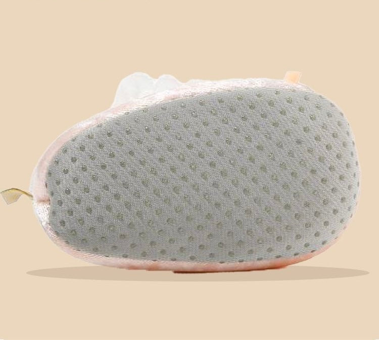 baby Fur Lined Soft Sole Boots with bow knot pink color
